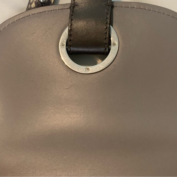 Michael Kors Snakeskin Crossbody Bag Women’s Half Moon Purple Top Handle Purse - Picture 14 of 16